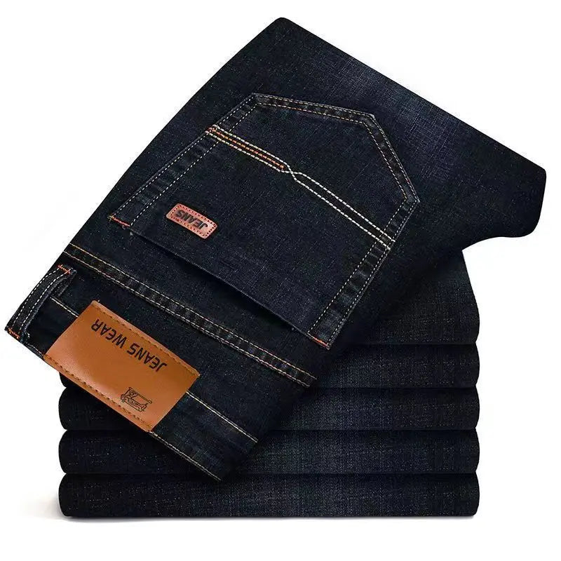 2026 JEAN New Business Men's Jeans Casual Straight Stretch Fashion Classic Blue Black Work Denim Trousers Male Brand Clothing