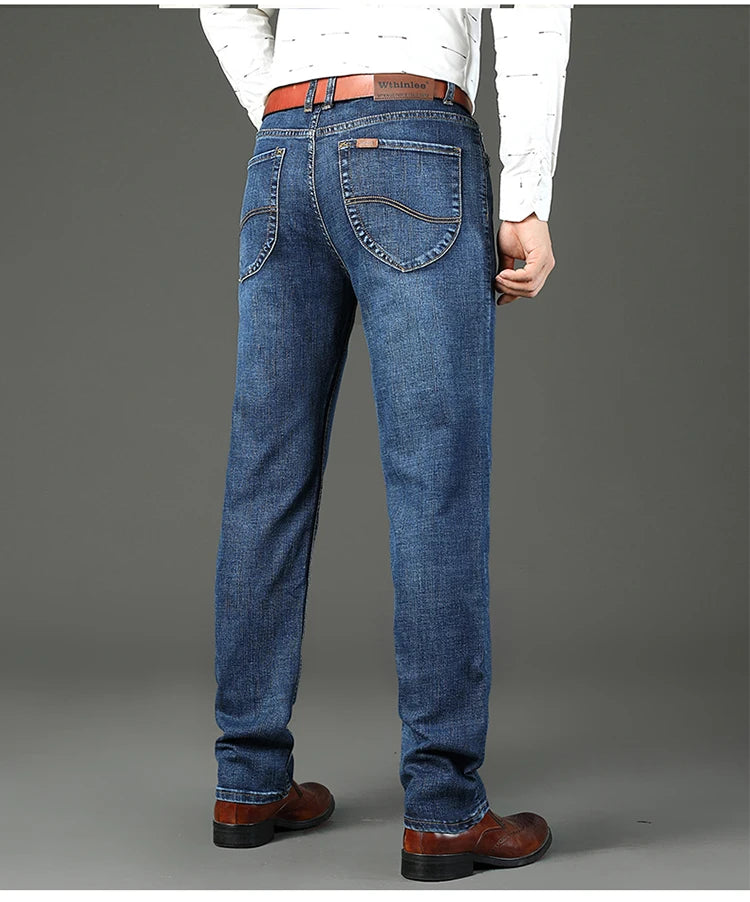 2026 Top Brand Washed Jeans Trousers Four Season Men's High Quality Jeans Business Casual High Waist Denim Pants