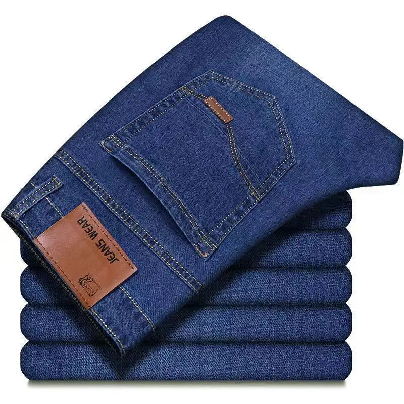 2026 JEAN New Business Men's Jeans Casual Straight Stretch Fashion Classic Blue Black Work Denim Trousers Male Brand Clothing