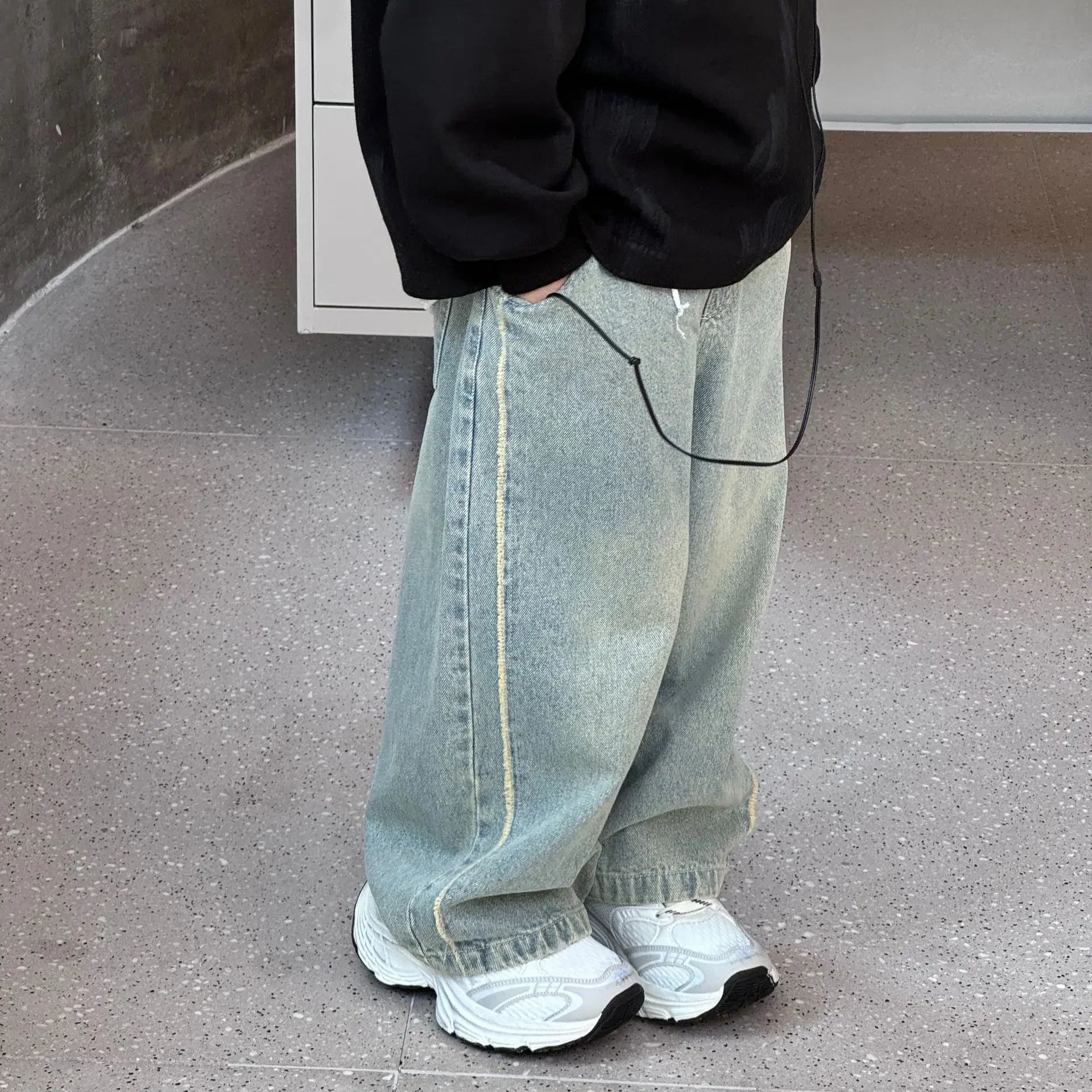 jeans pants 2024 Autumn New Korean Boys' Fashion  Retro Jeans Children's Pants  boys clothes