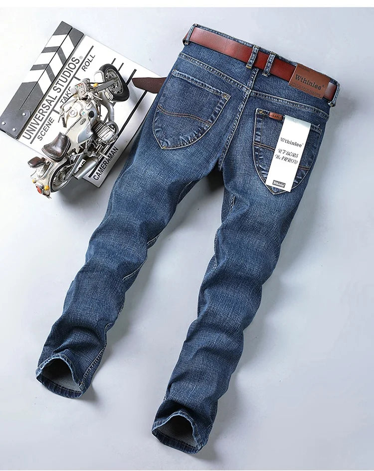 2026 Top Brand Washed Jeans Trousers Four Season Men's High Quality Jeans Business Casual High Waist Denim Pants