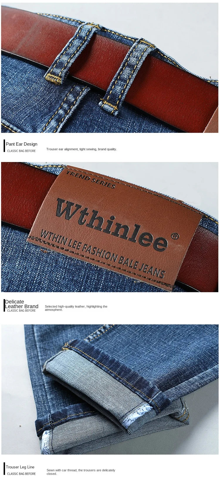 2026 Top Brand Washed Jeans Trousers Four Season Men's High Quality Jeans Business Casual High Waist Denim Pants