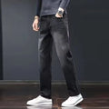 2025 New Men Fashion Loose Straight Elasticity Jeans Male Wear-resistant Slim Fit Denim Pants Smart Casual Dark Gray Trousers