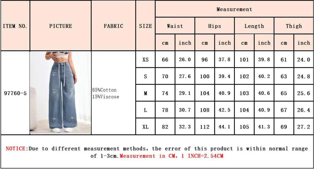 Jeans Women Wide Leg Pants Embroidered Flares High Waist Lace Up Washed Distressed Straight Trousers Streetwear Vintage Denims