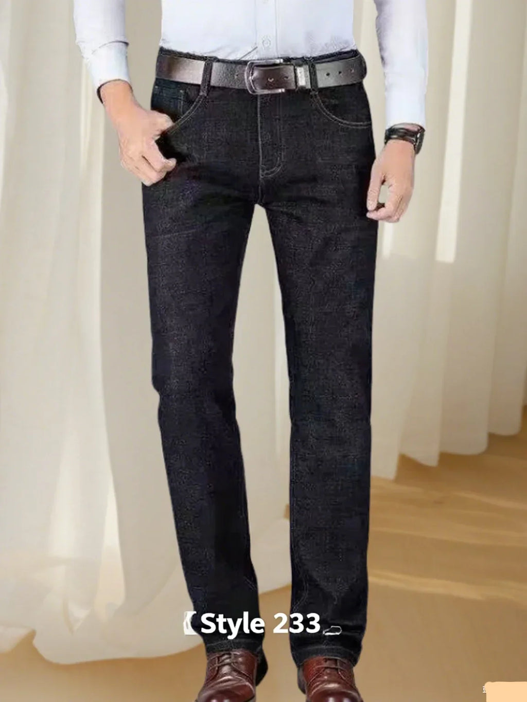2026 JEAN New Business Men's Jeans Casual Straight Stretch Fashion Classic Blue Black Work Denim Trousers Male Brand Clothing