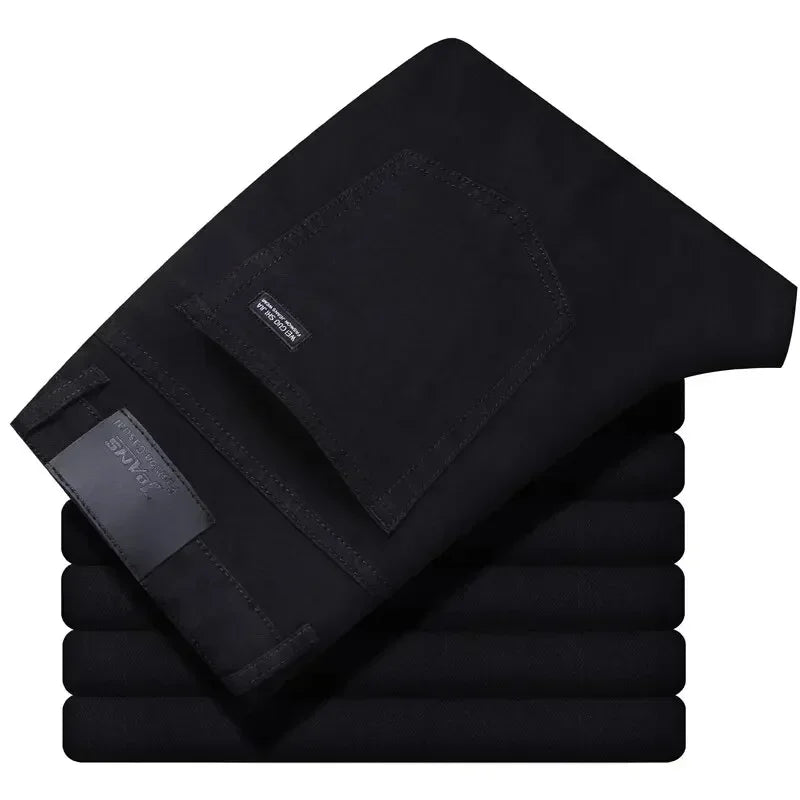 2026 Top Brand Washed Jeans Trousers Four Season Men's High Quality Jeans Business Casual High Waist Denim Pants