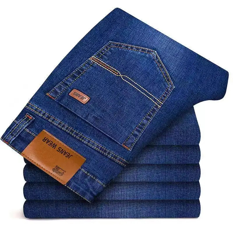 2026 JEAN New Business Men's Jeans Casual Straight Stretch Fashion Classic Blue Black Work Denim Trousers Male Brand Clothing