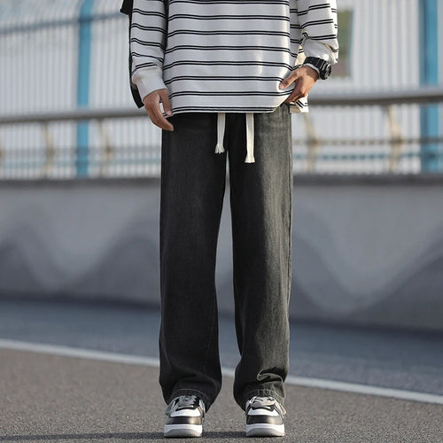 2025 Spring New Fashionable Jeans Design Sense Men's Gradient Color Washed Outdated Straight Tube Men's Cowboy Pants Wide Legs C